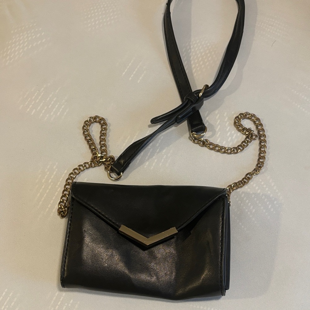 Urban Expressions Black Crossbody with Gold Chain Detail Certified Vegan